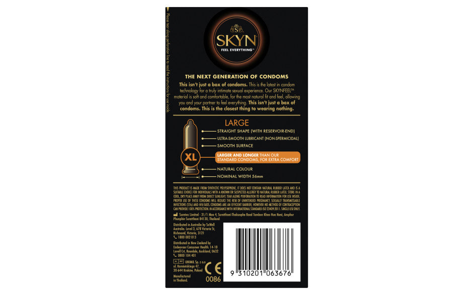SKYN Large Condoms 10 Pc