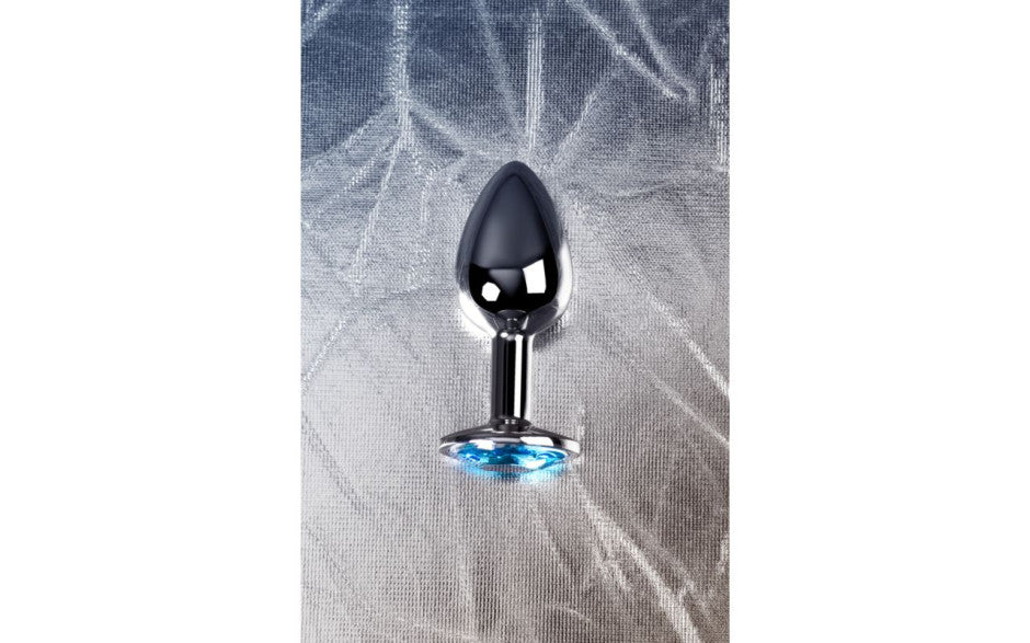 Silver Metal Anal Plug w Topaz Crystal Small