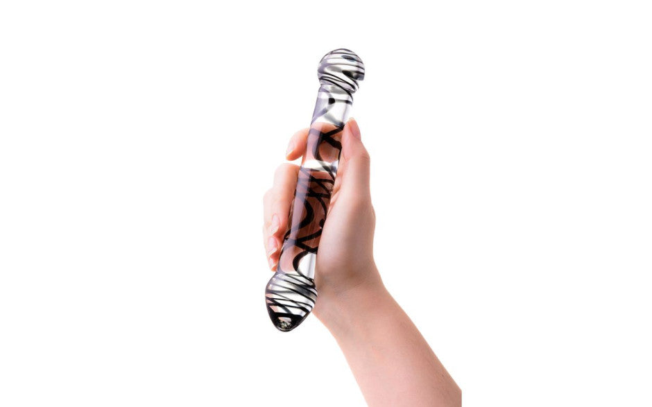 Sexus Glass Dildo Duo Black Swirl 20.5cm