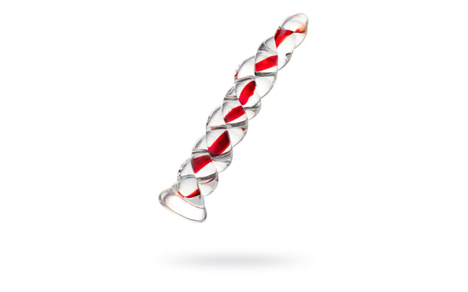 Sexus Glass Dildo Red Ribbed 18.2cm