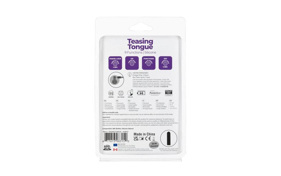 Power Bullet Teasing Tongue w Rechargeable Bullet Purple