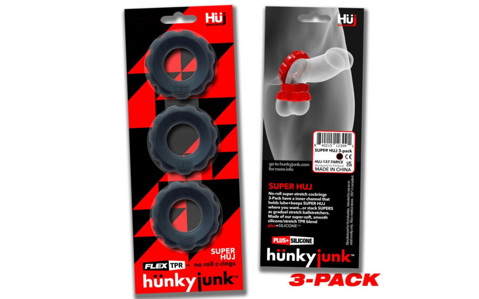 Super Hunkyjunk 3 Pc Cockrings Tar Ice
