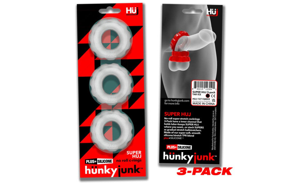 Super Hunkyjunk 3 Pc Cockrings Clear Ice