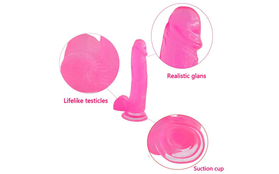 Jelly Studs 8in Crystal Dildo Large Pink