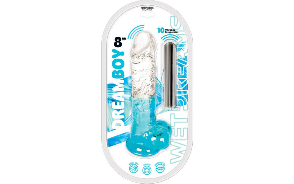 Jelly Vibrator Dream Boy USB 8in Turquoise
