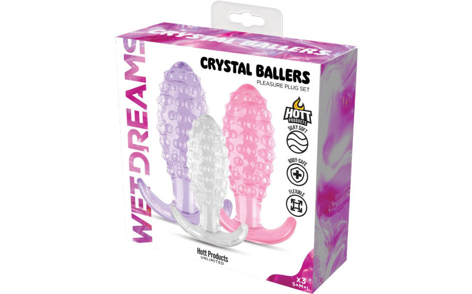 Crystal Ballers 3 Pc Silicone Anal Plug Set