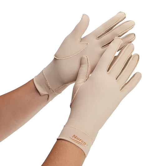 Norco Edema Gloves - Full Finger, Over Wrist - Soothing Compression Gloves for Arthritis & Swelling Relief (15-25mmHg)
