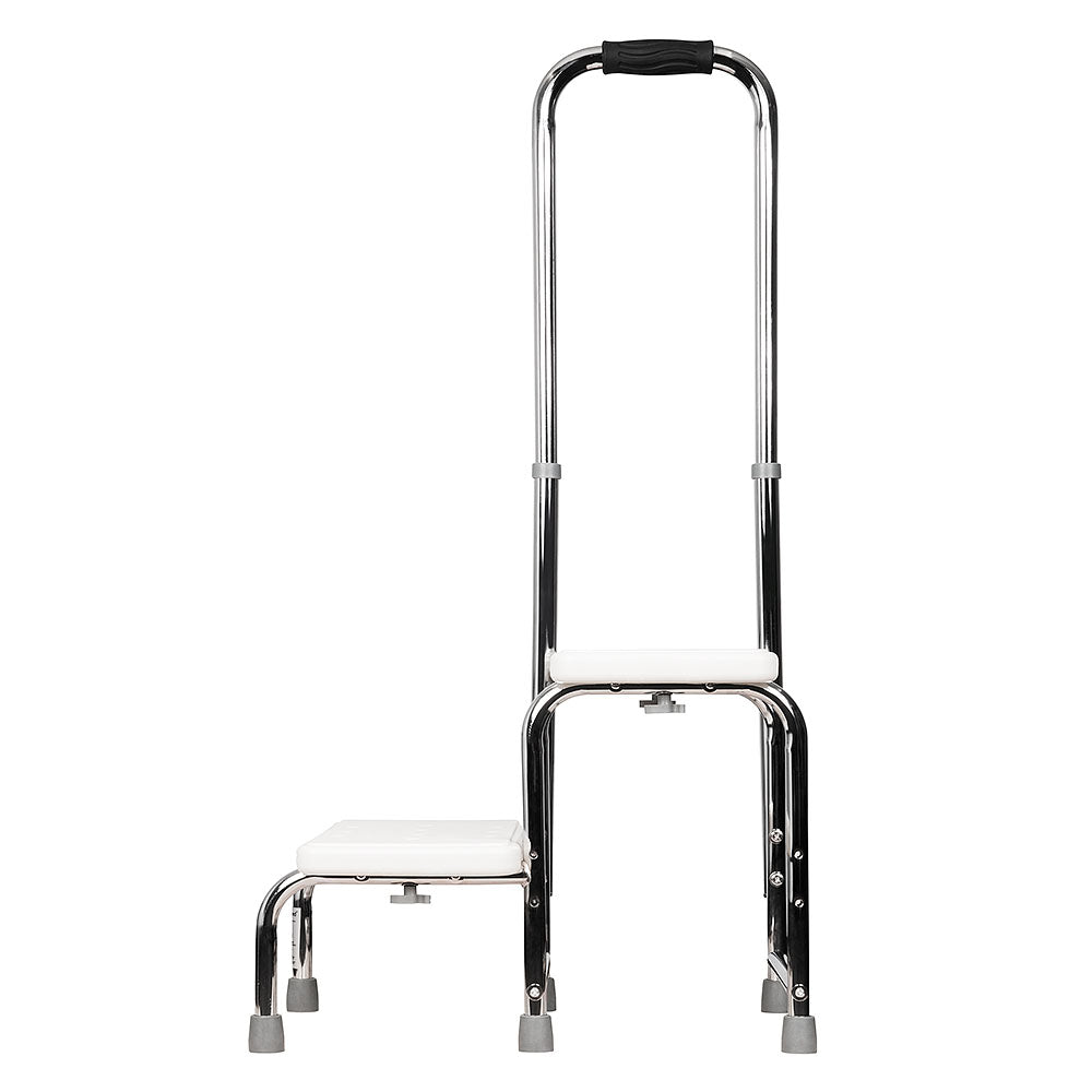 Heavy-Duty Two Step Stool with Handrail | Non-Slip Base & 140kg Capacity | Chrome-Plated Steel