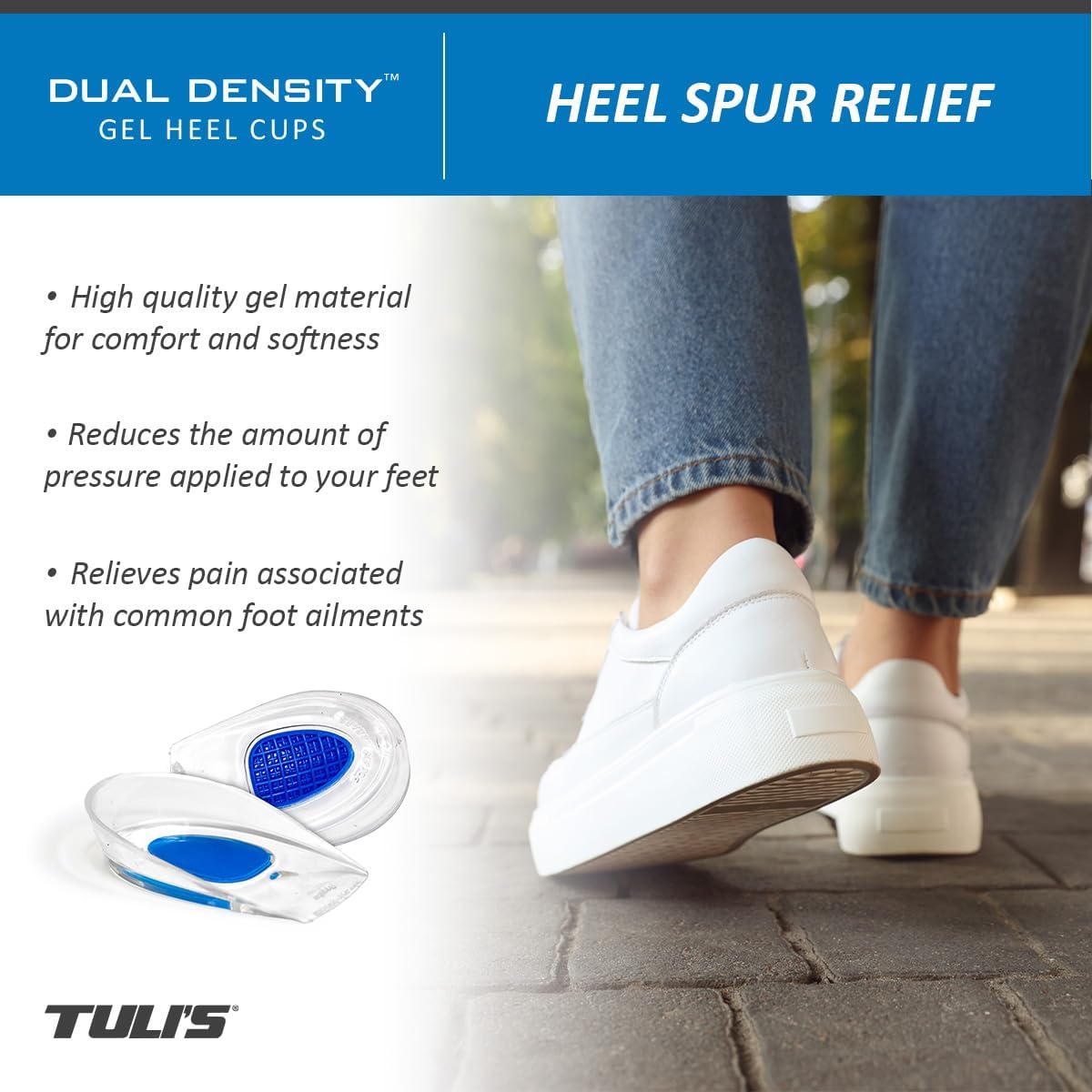 TuliGEL Polar Bears - Dual Density Gel Heel Cups Developed Specifically for Heel Spurs (Regular, Ladies)