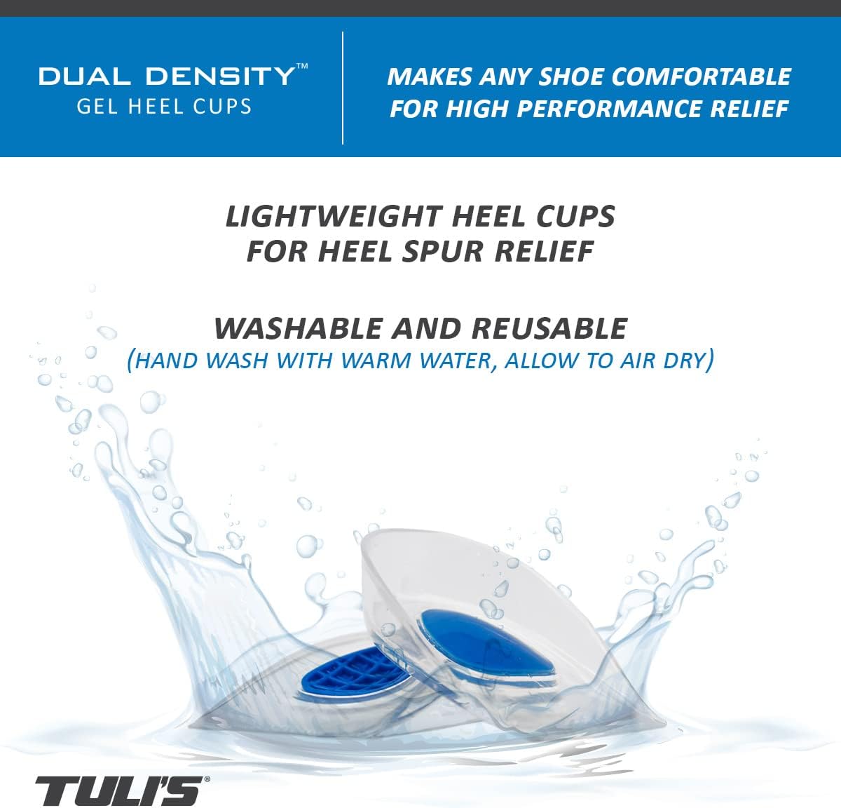 TuliGEL Polar Bears - Dual Density Gel Heel Cups Developed Specifically for Heel Spurs (Regular, Ladies)