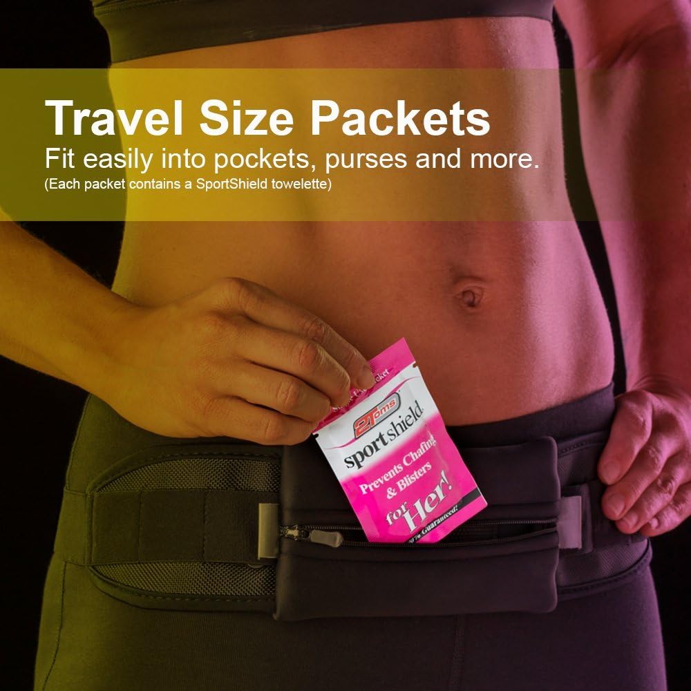 2Toms Sportshield For Her - Anti-Chafing Towelettes for Women, 10-Pack