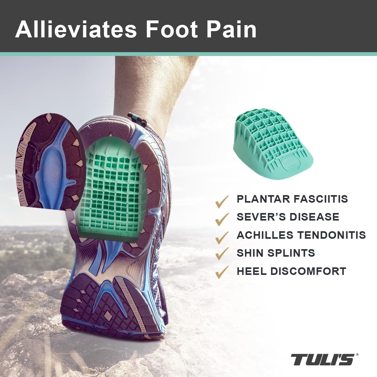 Tuli's Heavy Duty Heel Cups"Green" (2 Pair) - Pro Heel Cup Perfect for Sever's Disease, Plantar Fasciitis, Heel Protection - Small (Under 80 lbs)