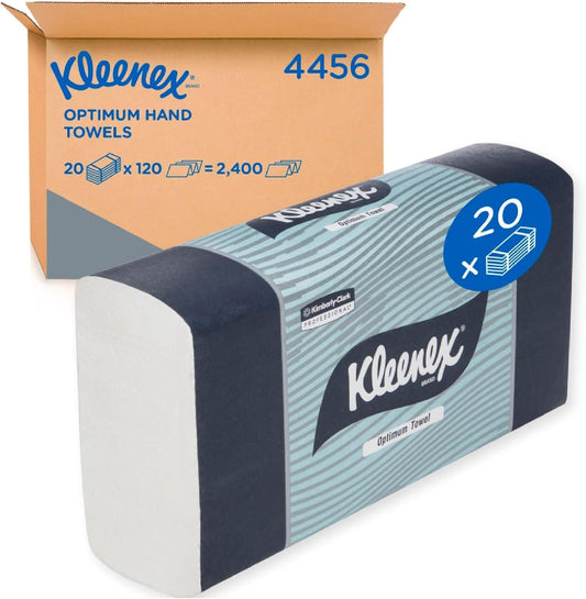 Kleenex Optimum Hand Towels – Bulk 20 Packs of 120 Sheets Ideal for Washrooms & Kitchens