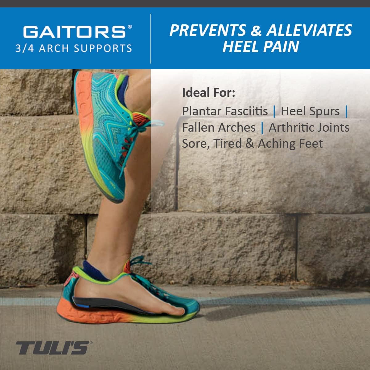 Tuli's Gaitors 3/4 Length Premium Arch Support - for Plantar Fasciitis Fallen Arches and Support - Small (Ladies 5-6 Men's 3-4)