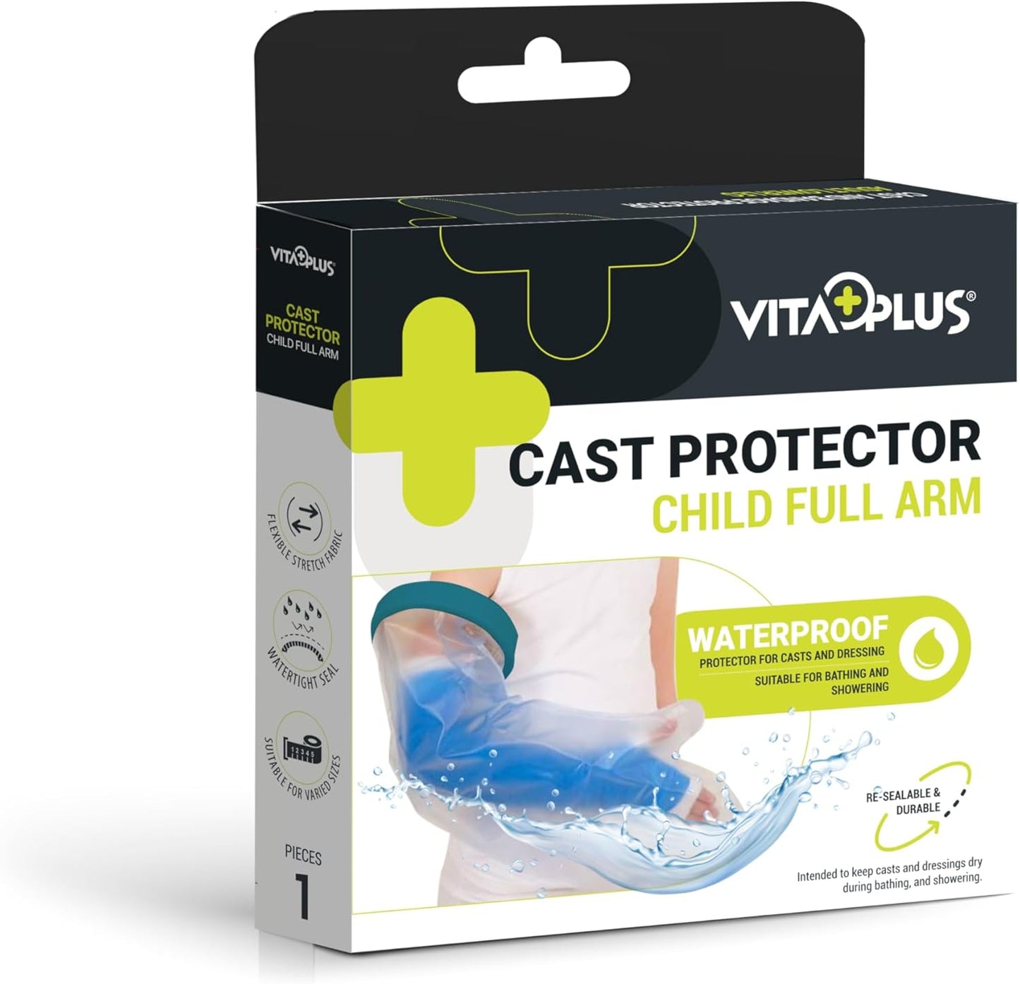 VitaPlus Cast Protector – Comfi-Fit Full Arm | Waterproof Cast Cover for Shower & Bath – Child Size | Reusable & Comfortable