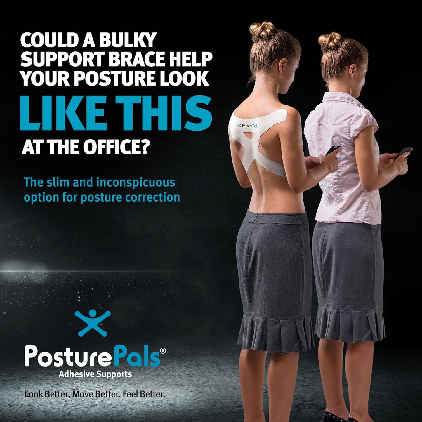 PosturePals X Shape Posture Corrector Support Tape – Large Pack of 5 | Waterproof, Versatile, Pregnancy & Injury Support