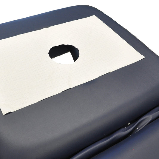 Disposable Head Pads – Box of 100 Hygienic Barrier for Treatment Tables, Available in Plain, Circle Cut, and X-Cut