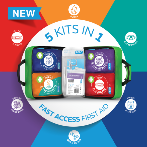 AEROKIT 3 Series Mini Modulator First Aid Kit – Softpack with 5 Colour-Coded Modules | 125 Hospital-Grade Items