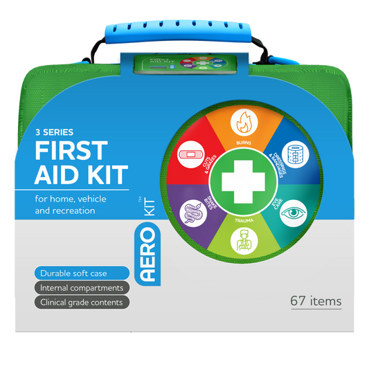 AEROKIT 3 Series First Aid Kit – Green Softpack | Portable, Latex-Free, Refillable | Home, Vehicle & Outdoor Safety