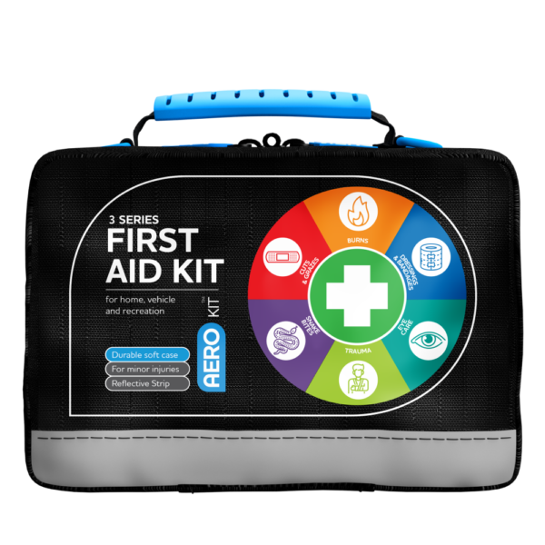 AEROKIT 3 Series First Aid Kit – Black Softpack | Portable, Latex-Free, Refillable | Home, Vehicle & Outdoor Safety