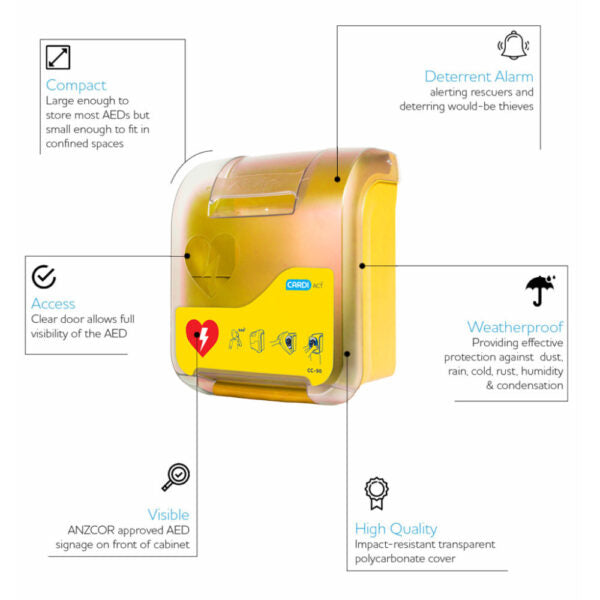 CARDIACT Alarmed AED Cabinet (Yellow)