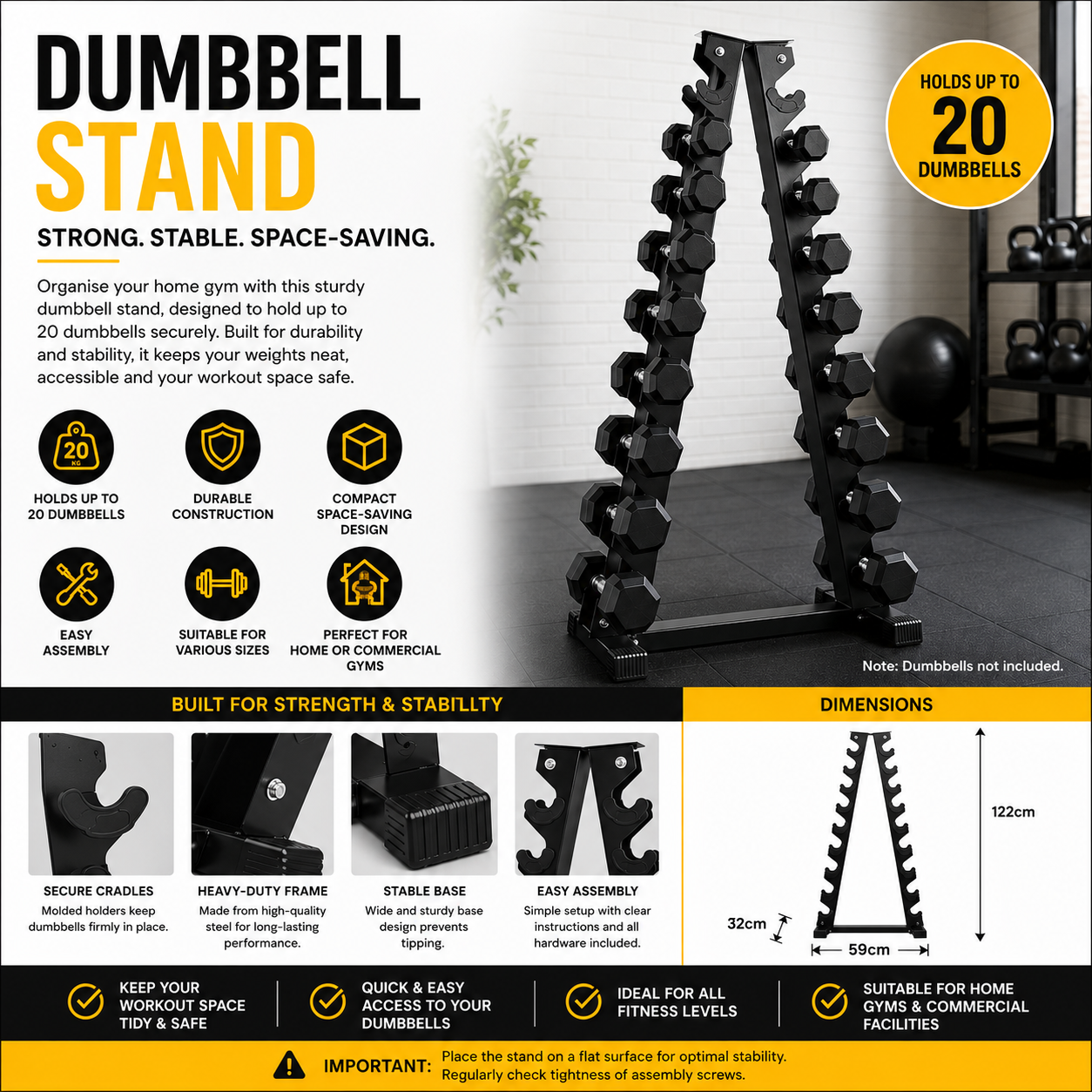 Dumbbell Stand for 20 Weights