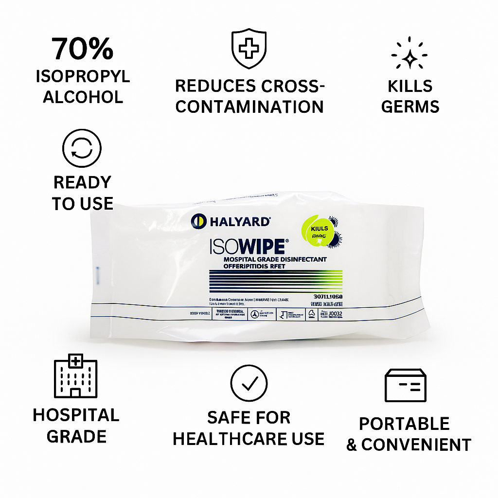 Halyard Isowipes – 70% Isopropyl Alcohol Surface Disinfectant Wipes, Hospital Grade, Pack of 75 Refills