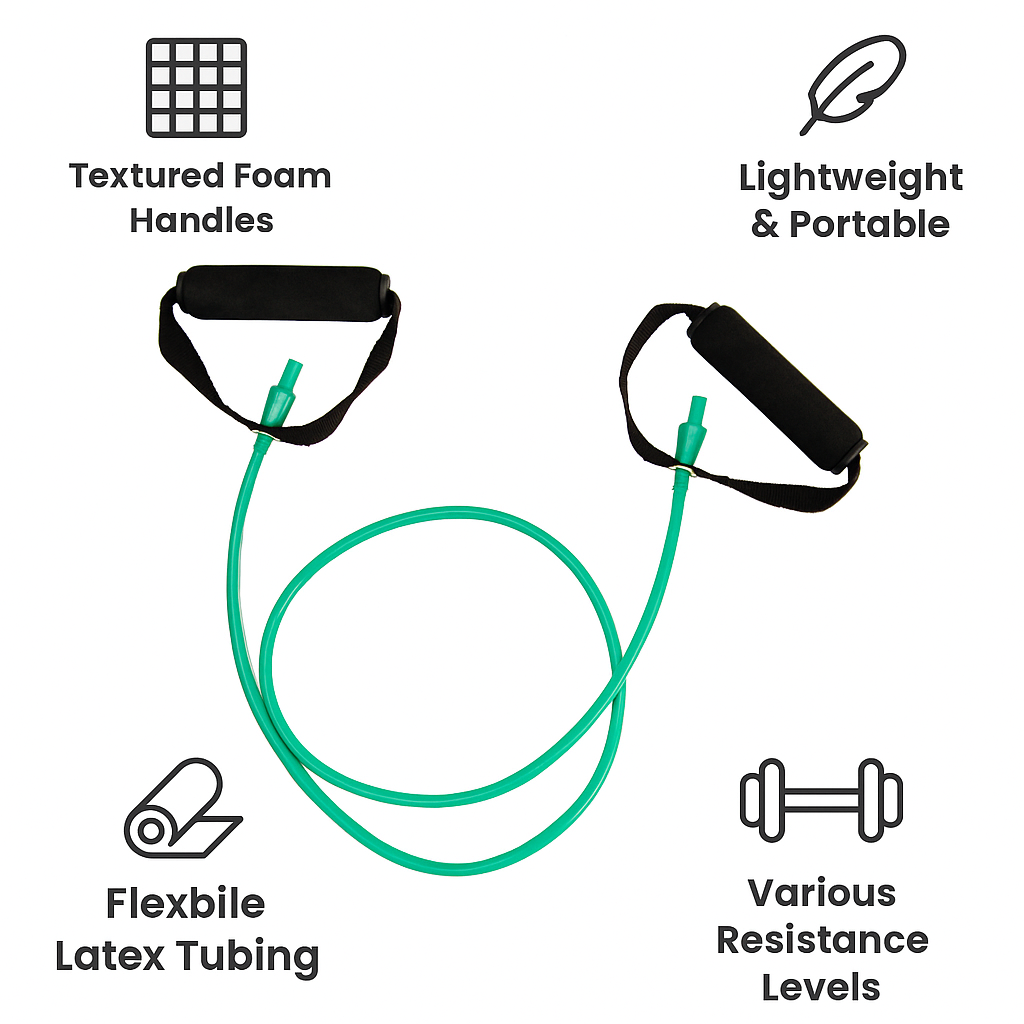 Resistance Tube with Handles – 130cm Exercise Band for Strength Training, Pilates & Rehab