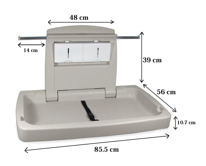 Commercial Horizontal Baby Change Table – HDPE Plastic, Wall Mounted, Easy Clean