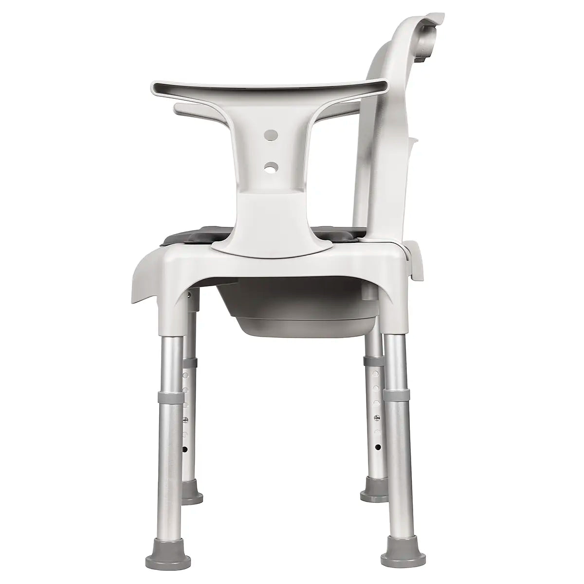 3-in-1 Commode Shower Chair with Adjustable Height and Removable Bucket for Seniors and Disabled