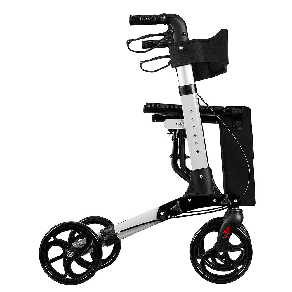 Euro Walker 4-Wheeled Rollator - Lightweight, Adjustable Aluminium Walker with Padded Seat