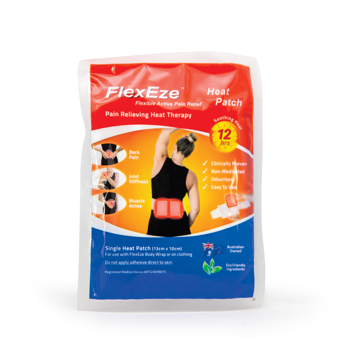 FlexEze Heat Patches Pack – Long-Lasting Pain Relief for Back, Muscle & Joint Aches – Trusted by Aussie Physios