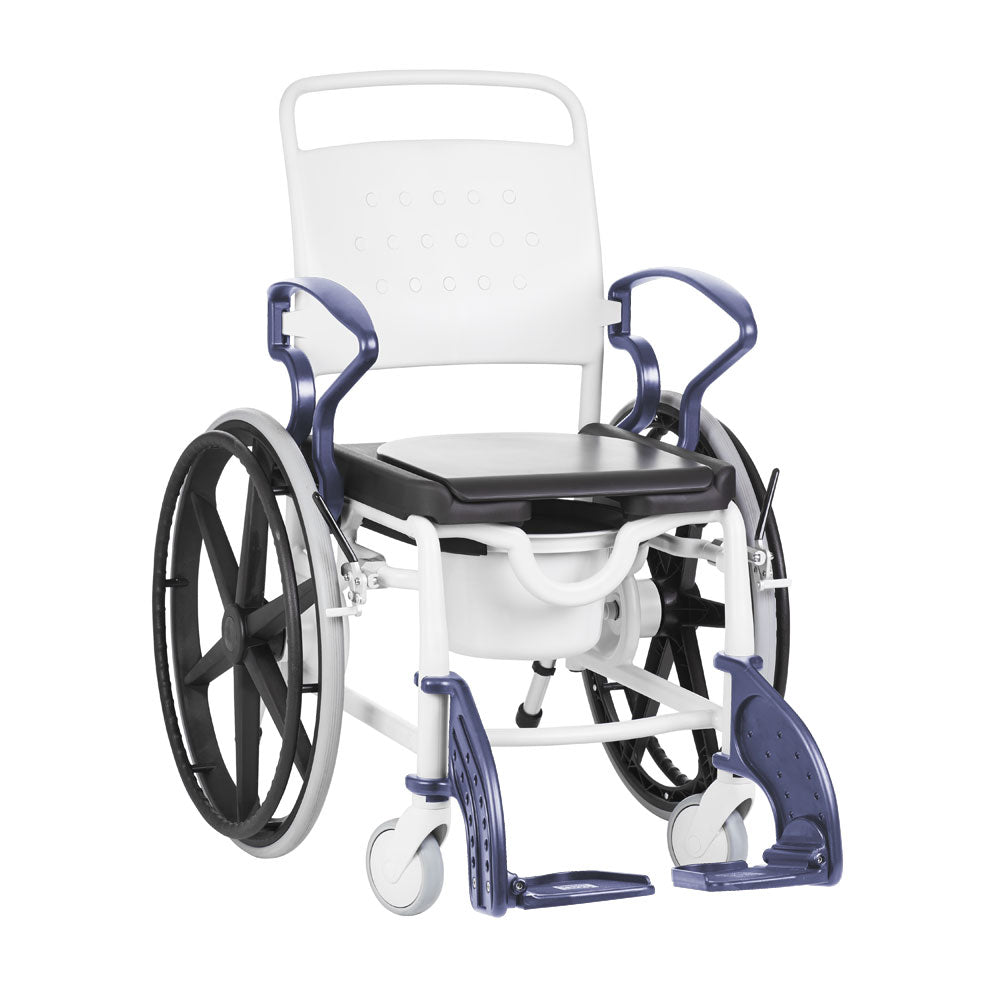 Rebotec Genf Self-Propelled Shower Commode Wheelchair - Hospital Grade, Red, 130kg Capacity