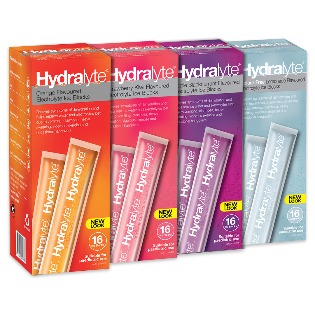 Hydralyte Electrolyte Ice Blocks - 16 Pack, Rapid Rehydration for Kids and Adults