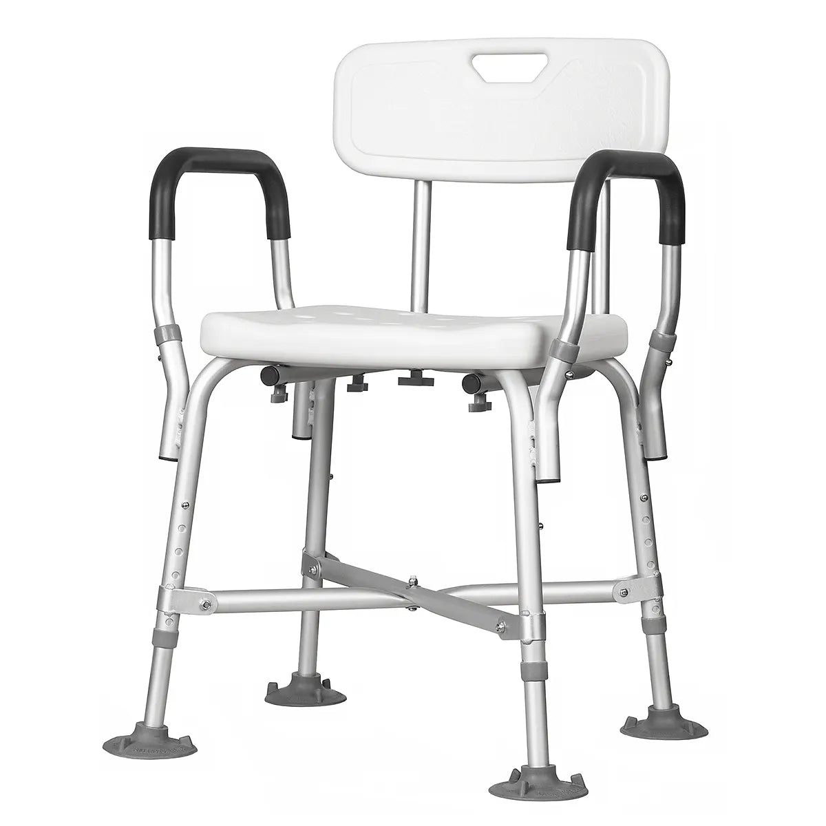 Heavy Duty Shower Chair with Adjustable Height and Padded Armrests for Enhanced Comfort