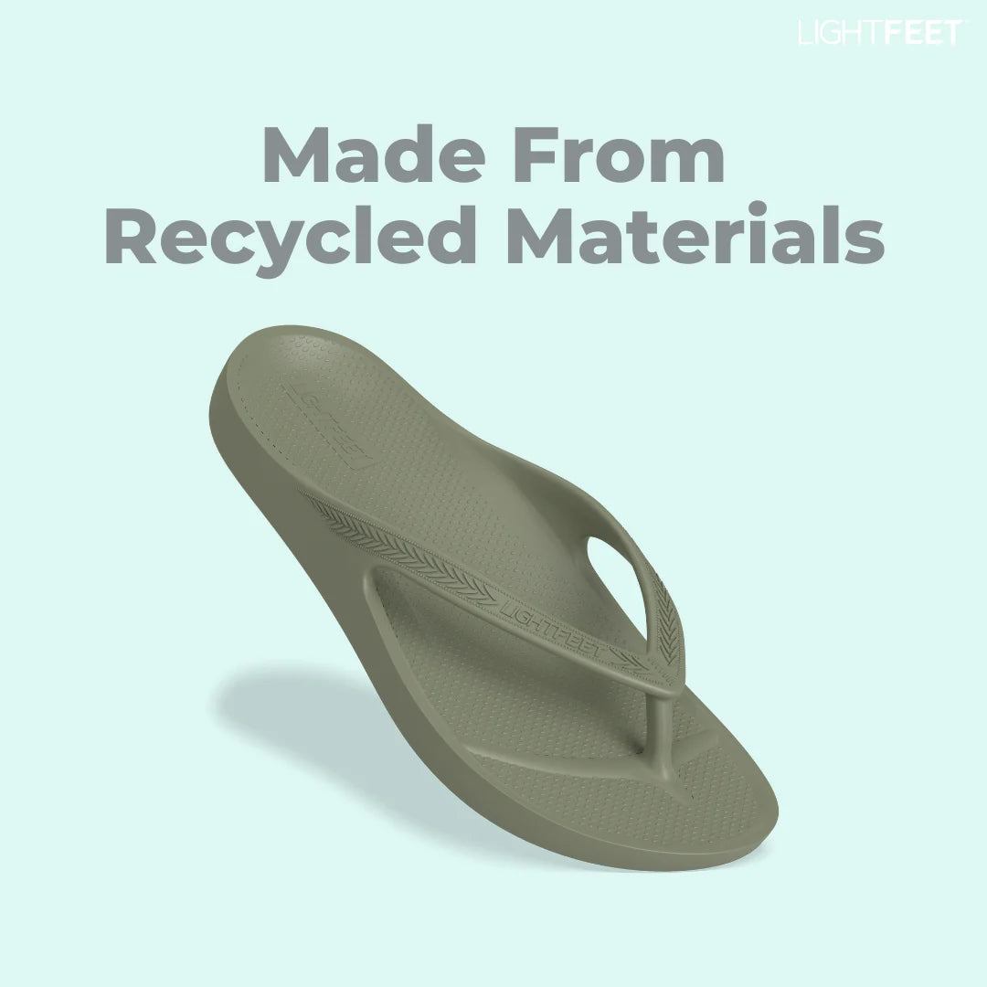 LightFeet Arch Support Flip Flops/Thongs - Black