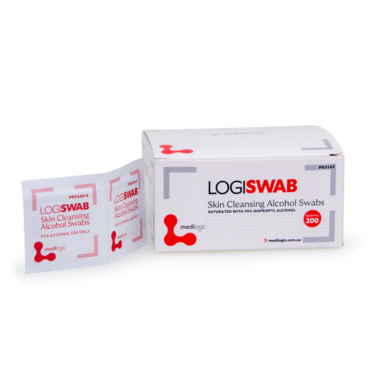 LOGISWAB Skin Cleansing Alcohol Swabs Prep Pads – Box of 200 (70% Isopropyl)