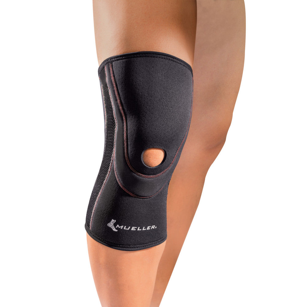 Mueller Breathable Open Patella Knee Sleeve - Support for Weak or Injured Knees, Sport & Recovery Gear