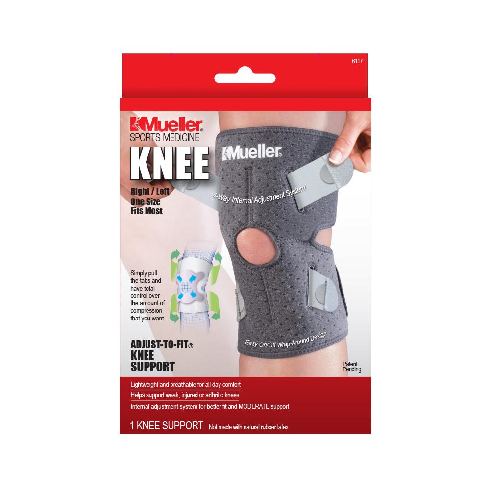 Mueller Adjust-To-Fit Knee Support for Pain Relief, Sports Injury & Daily Comfort, Adjustable Compression Sleeve