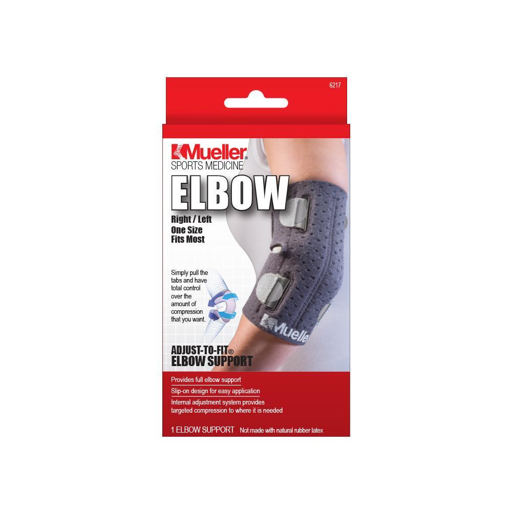 Mueller Adjust-To-Fit Elbow Support Brace | Support for Sore & Weak Elbows | One Size Fits Most | Lightweight & Breathable