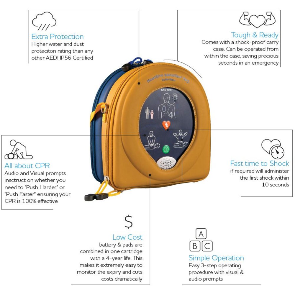 HeartSine Samaritan 500P Semi-Automatic Defibrillator with CPR Advisor - Advanced Life-Saving Device with Real-Time CPR Feedback