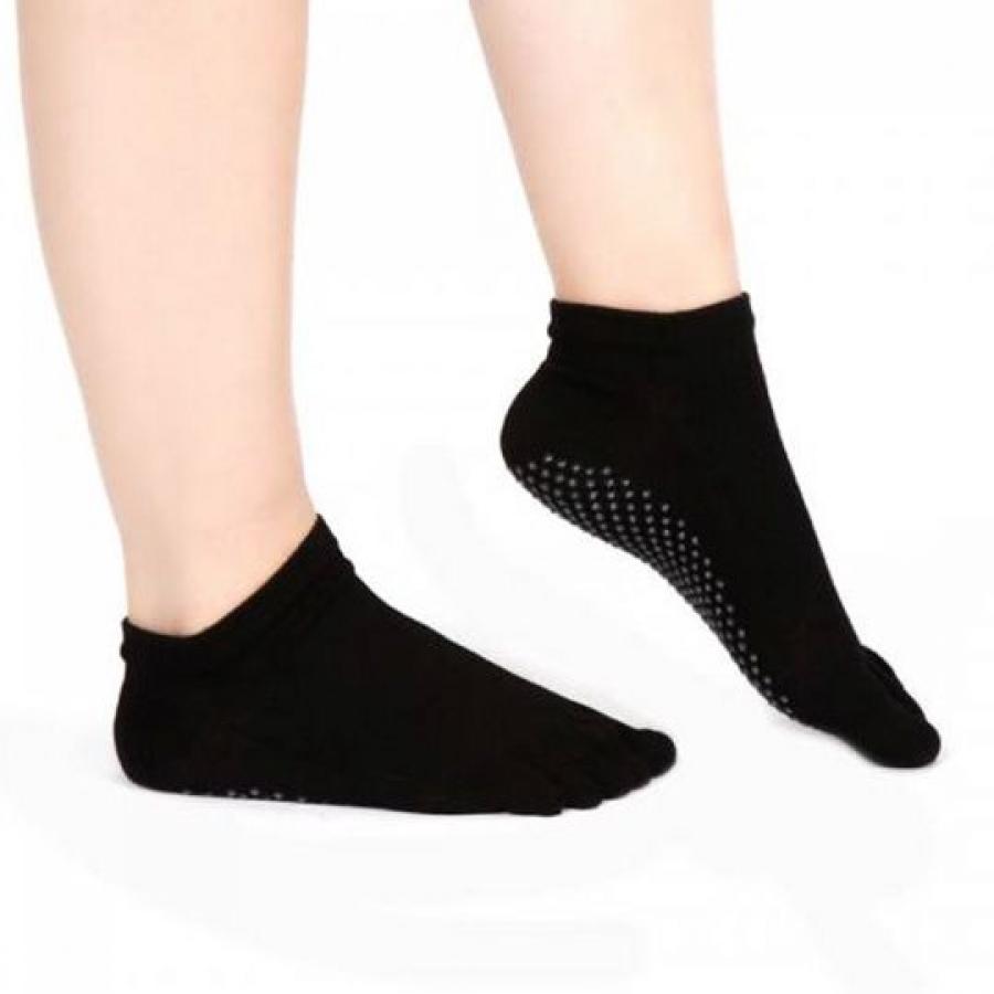 Black Non-Slip Pilates Yoga Socks with Silicone Grip – Low Cut, Breathable, Ankle Style for Men & Women