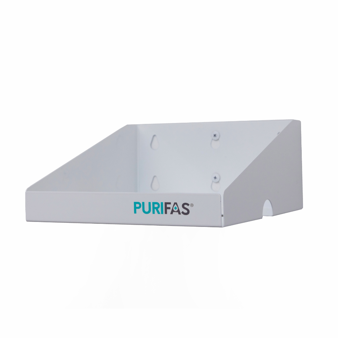 Purifas FaceShield™ Wall Mount – 21x24x10cm, White Powder-Coated Steel, Easy Installation, Clutter-Free Dispensing