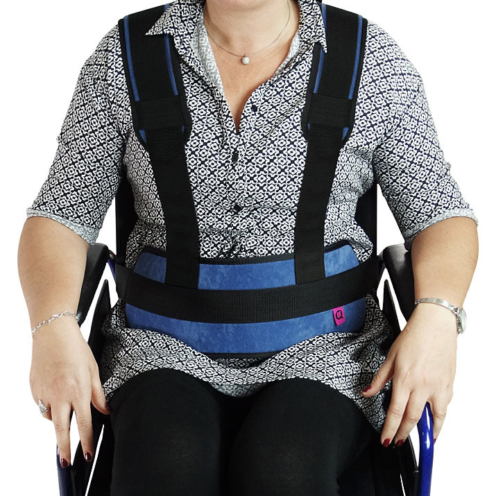 Padded Wheelchair Safety Harness with Shoulder Straps, Adjustable Support Belt