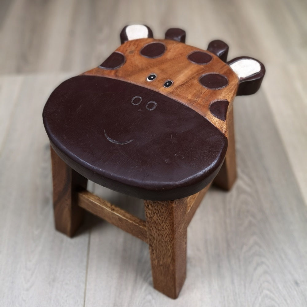 Premium Kids Wooden Giraffe Stool – Handmade Solid Wood Toilet Training and Step Stool