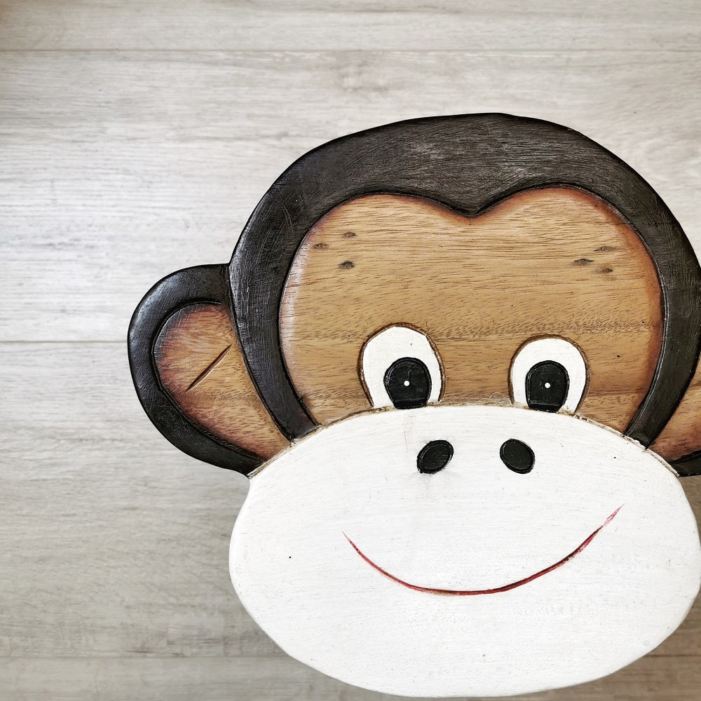 Premium Kids Wooden Monkey Stool – Handmade Solid Wood Toilet Training and Step Stool