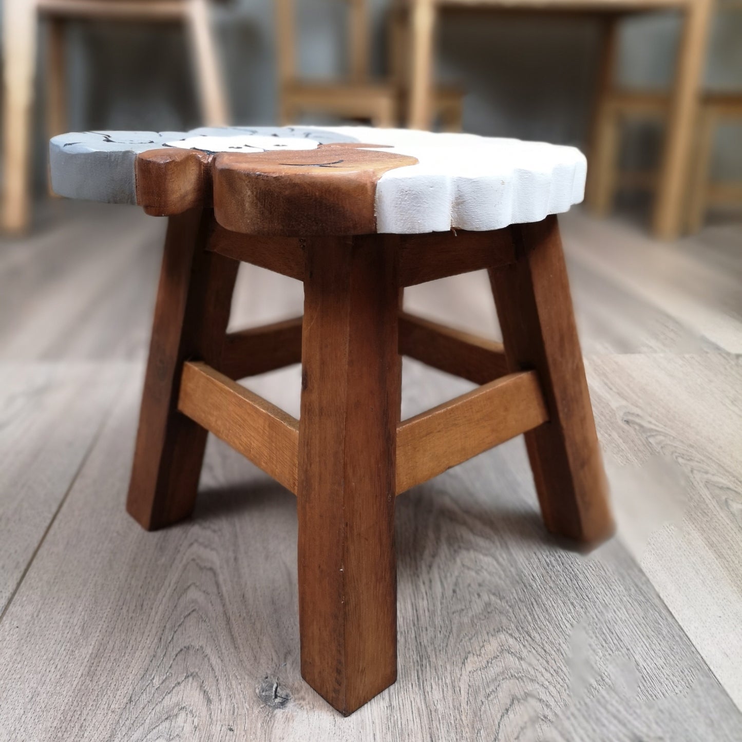 Premium Kids Wooden Ram Stool – Handmade Solid Wood Toilet Training and Step Stool