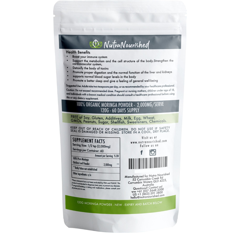 Organic Pure Moringa Leaf Powder 60g