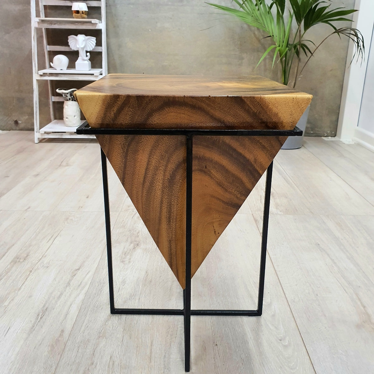 Handmade Hardwood Side Table / Pyramid Corner Stool / Plant Stand
