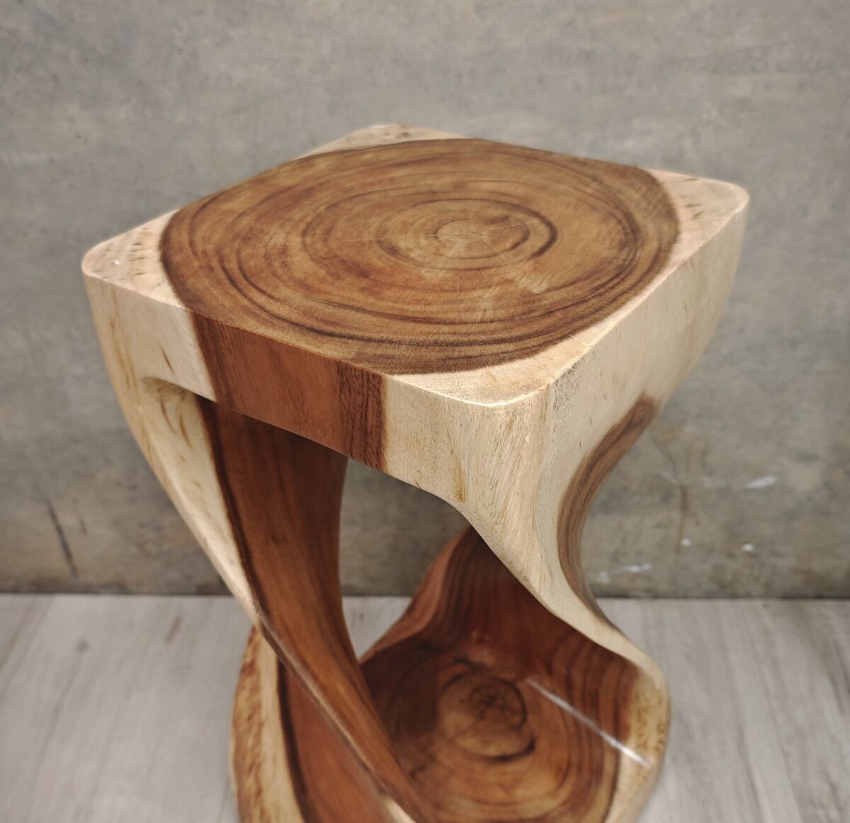 Handmade Hardwood Twist Side Table / Corner Stool / Plant Stand